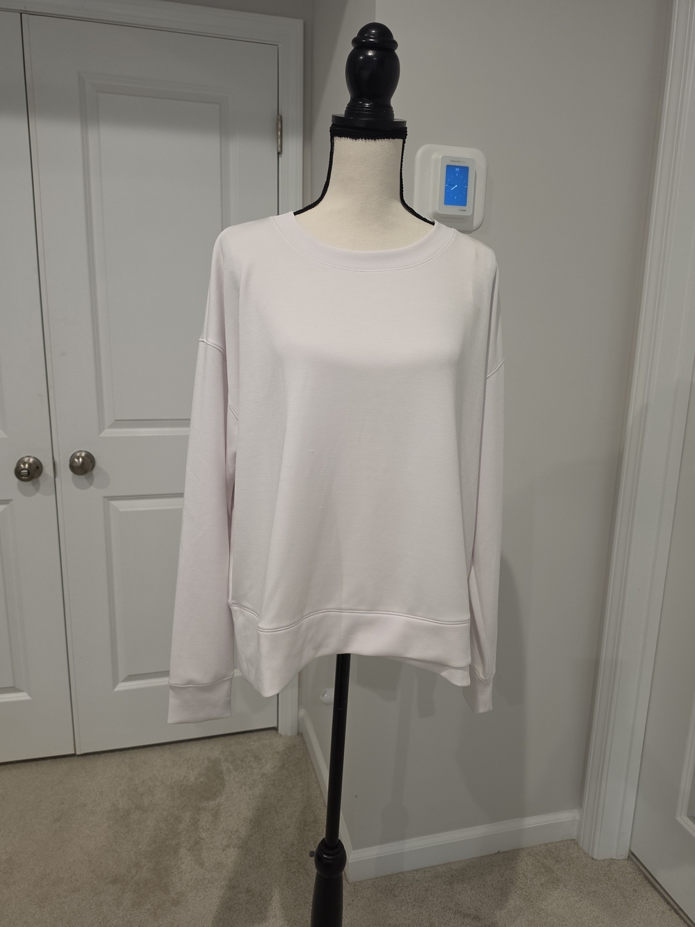 CALIA by Carrie Underwood Overlap Hem Pure White Crewneck Sweatshirt XL